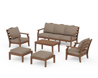Draper James™ by  POLYWOOD® Savannah 6-Piece Lounge Sofa Set in Teak / Spiced Burlap