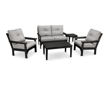POLYWOOD® Vineyard 5-Piece Deep Seating Set in Black / Granite