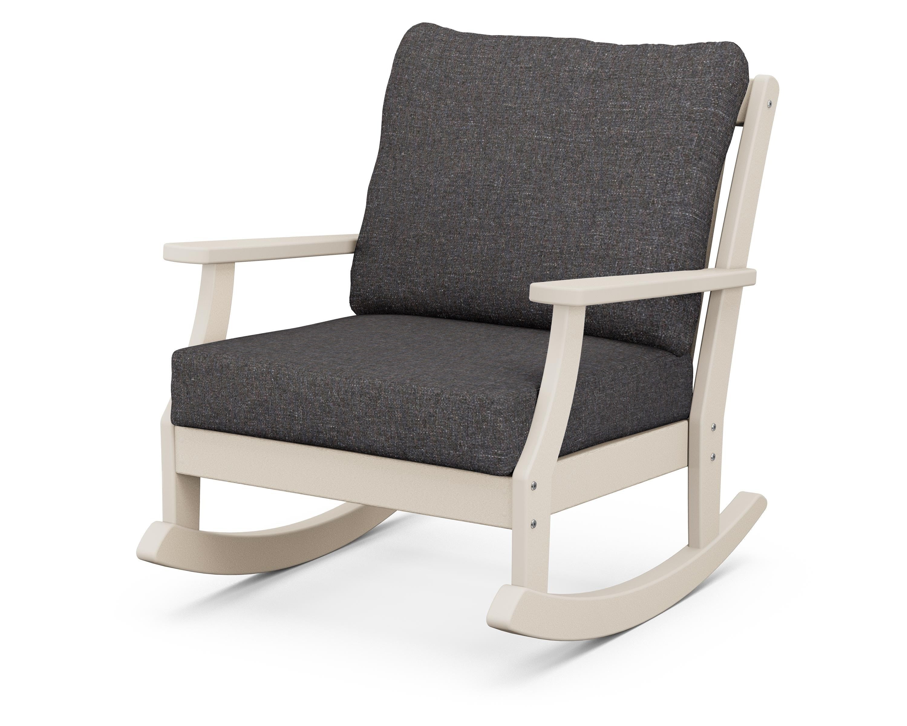 POLYWOOD® Braxton Deep Seating Rocking Chair in Sand / Ash Charcoal