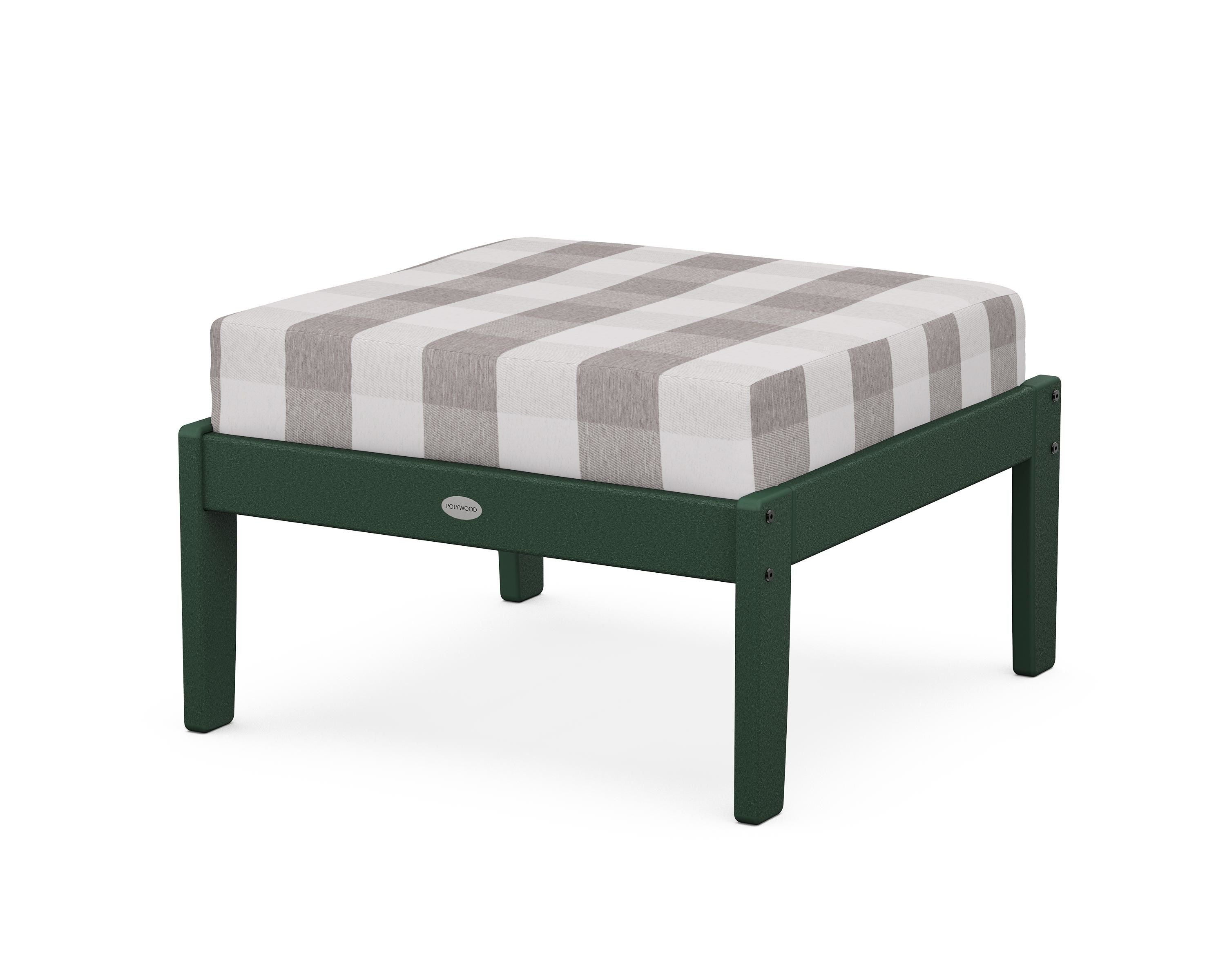 POLYWOOD® Braxton Deep Seating Ottoman in Green / Buffalo Plaid Grey Mist