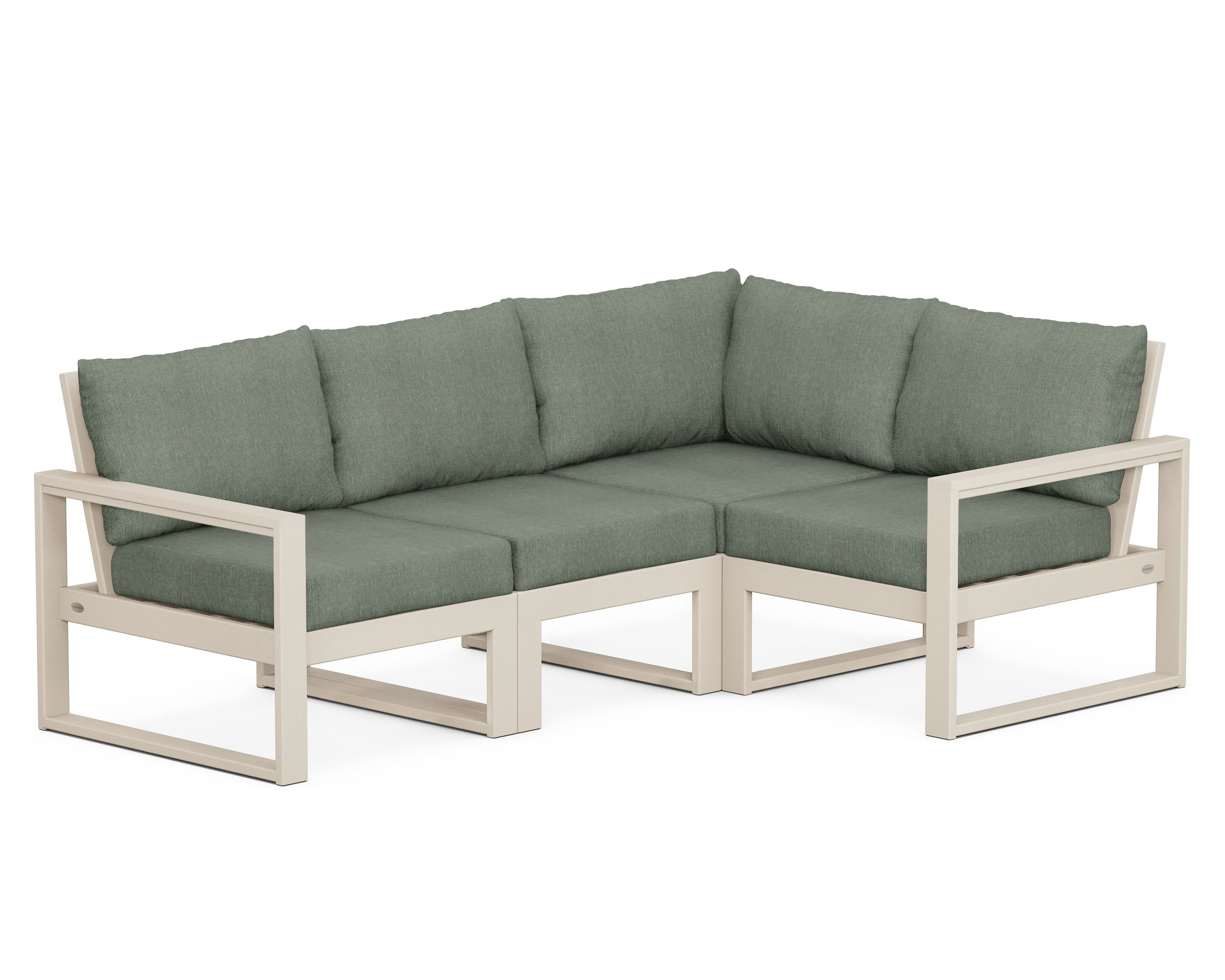 POLYWOOD® EDGE 4-Piece Modular Deep Seating Set in Sand / Cast Sage