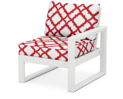 POLYWOOD® EDGE Modular Right Arm Chair in White / Trellis Crimson