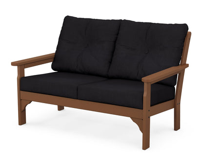 POLYWOOD® Vineyard Deep Seating Loveseat in Teak / Midnight Linen