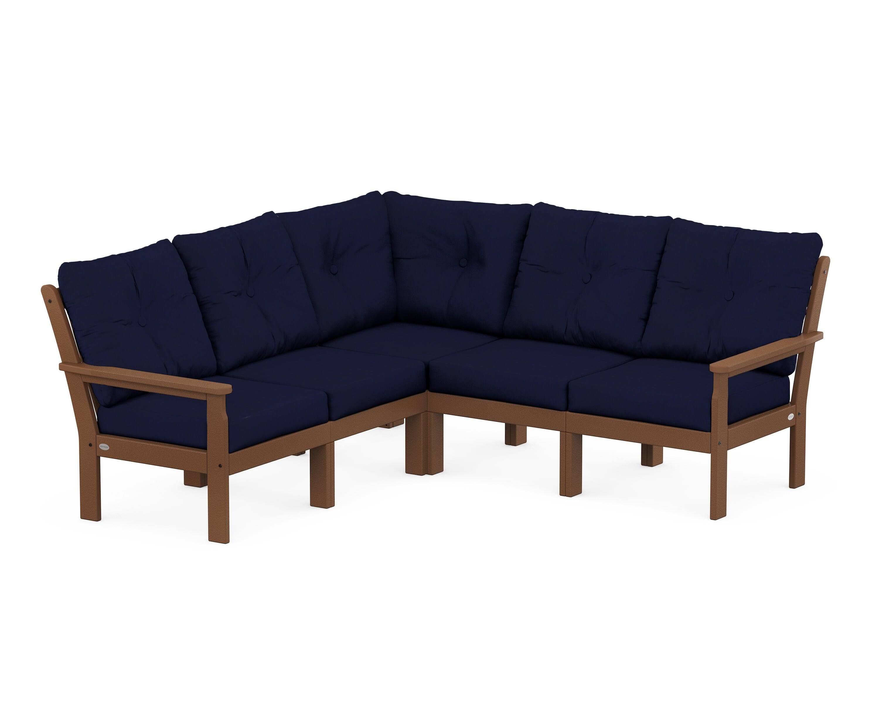 POLYWOOD® Vineyard 5-Piece Sectional in Teak / Navy