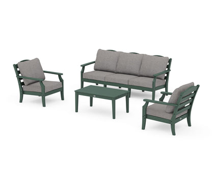 Draper James™ by  POLYWOOD® Savannah 4-Piece Deep Seating Set with Sofa in Green / Grey Mist