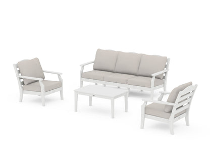 Draper James™ by  POLYWOOD® Savannah 4-Piece Deep Seating Set with Sofa in White / Cast Ash