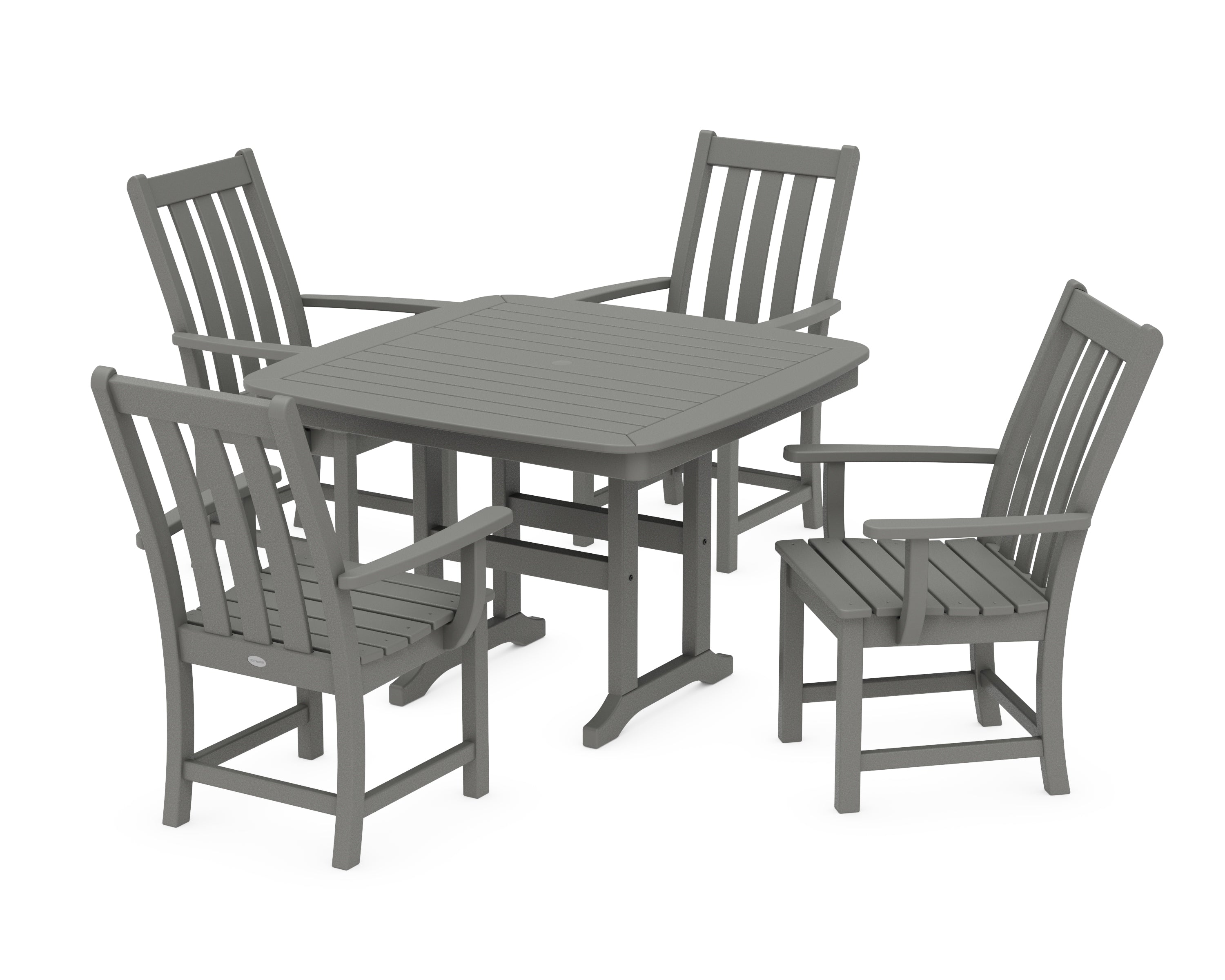 POLYWOOD® Vineyard 5-Piece Dining Set with Trestle Legs in Slate Grey