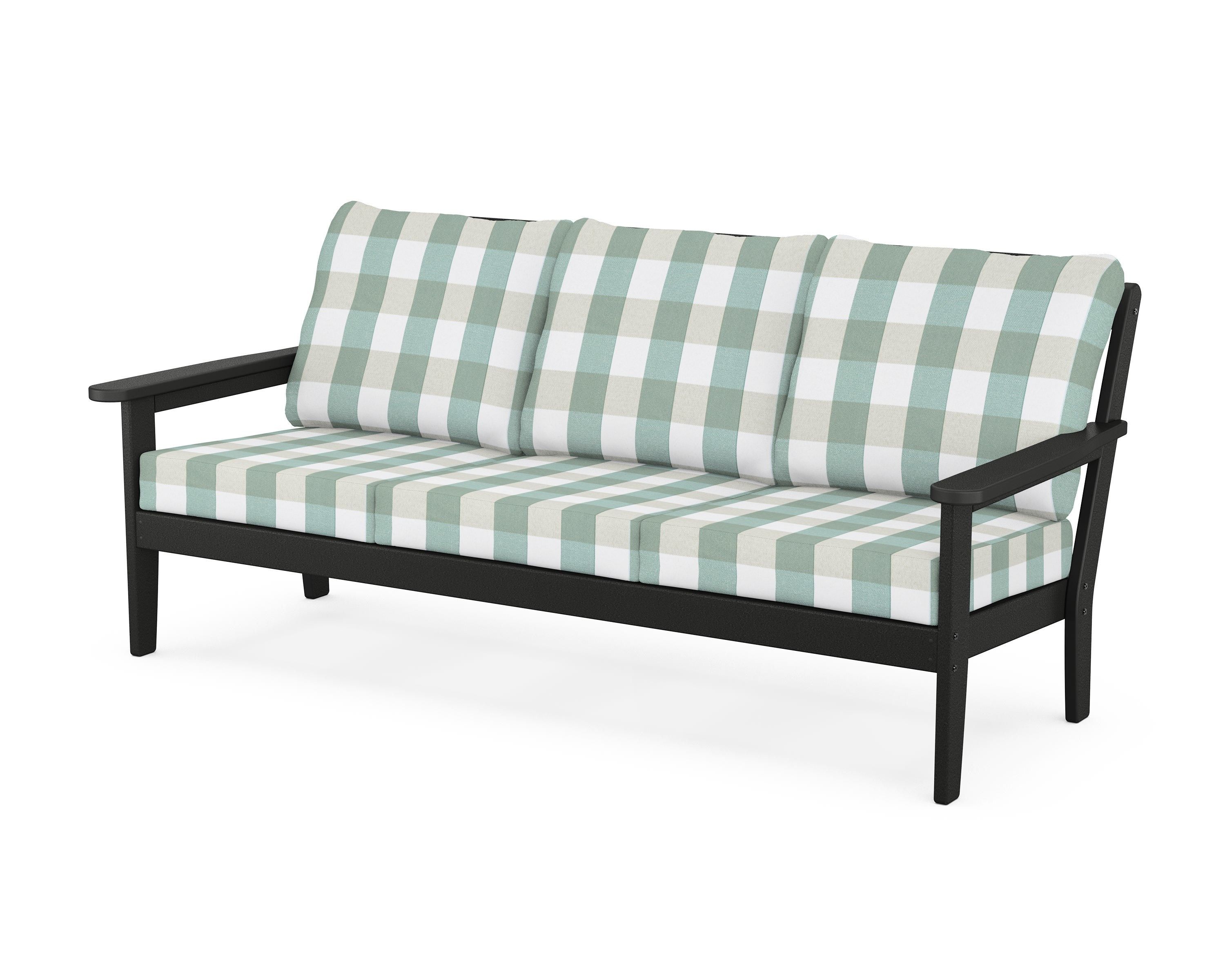 Country Living Cottage Deep Seating Sofa in Black / Buffalo Plaid Glacier Spa