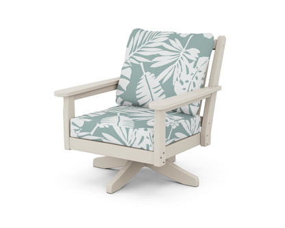 POLYWOOD® Chippendale Deep Seating Swivel Chair in Sand / Leaf Glacier Spa