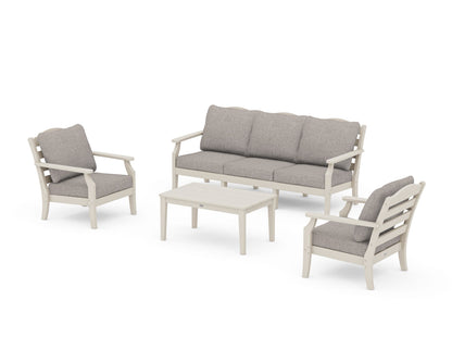 Draper James™ by  POLYWOOD® Savannah 4-Piece Deep Seating Set with Sofa in Sand / Weathered Tweed