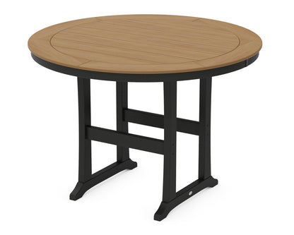 POLYWOOD® Nautical Trestle 60" Round Bar Table in Black / Natural