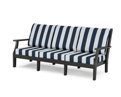 Country Living Wovendale Deep Seating Sofa in Black / Cabana Stripe Marine Indigo