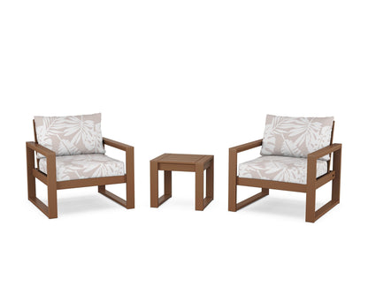 POLYWOOD® EDGE Sectional 3-Piece Deep Seating Set in Teak / Leaf Dune Burlap