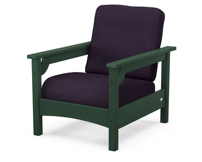 POLYWOOD® Club Chair in Green / Navy Linen