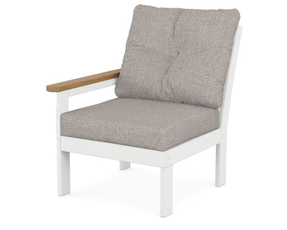 POLYWOOD® Vineyard Modular Left Arm Chair in White / Natural / Weathered Tweed