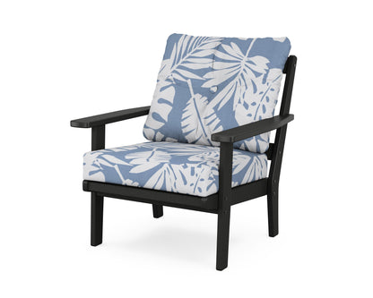 POLYWOOD® Oxford Deep Seating Chair in Black / Leaf Sky Blue