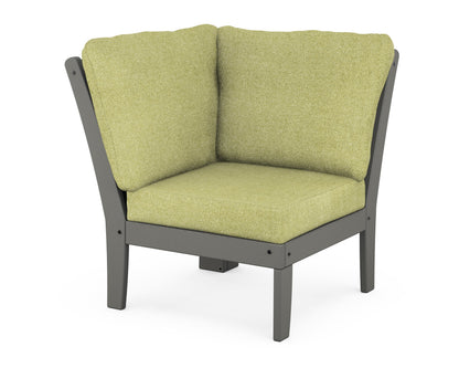 POLYWOOD® Braxton Modular Corner Chair in Slate Grey / Chartreuse Boucle