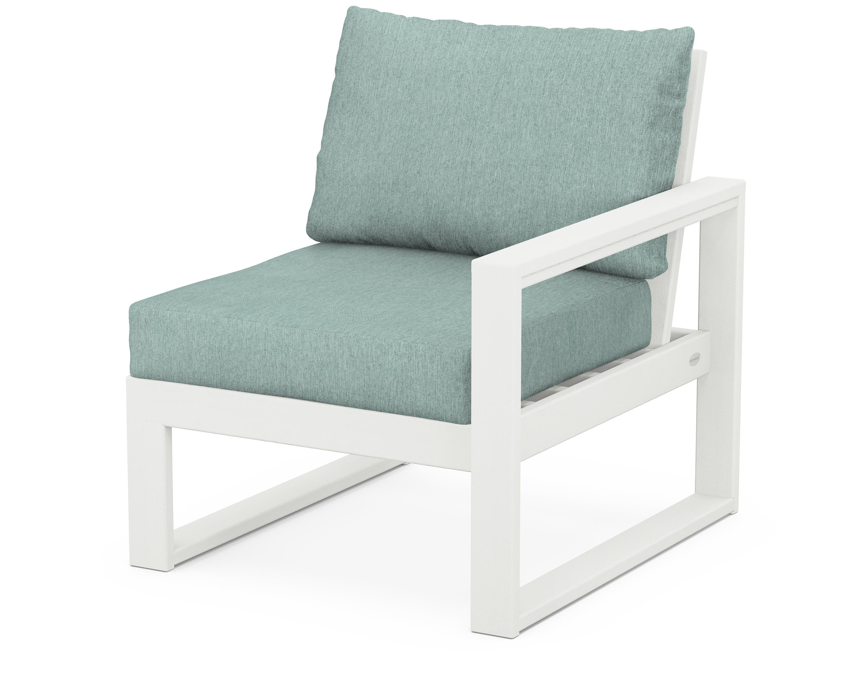 POLYWOOD® EDGE Modular Right Arm Chair in Vintage White / Glacier Spa