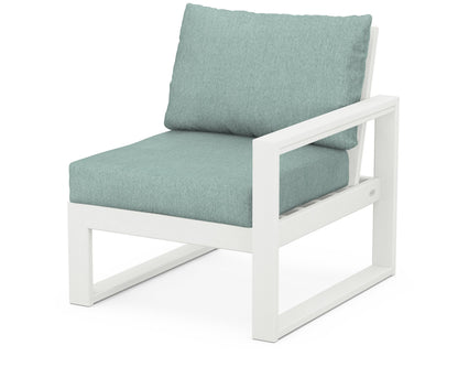 POLYWOOD® EDGE Modular Right Arm Chair in Vintage White / Glacier Spa