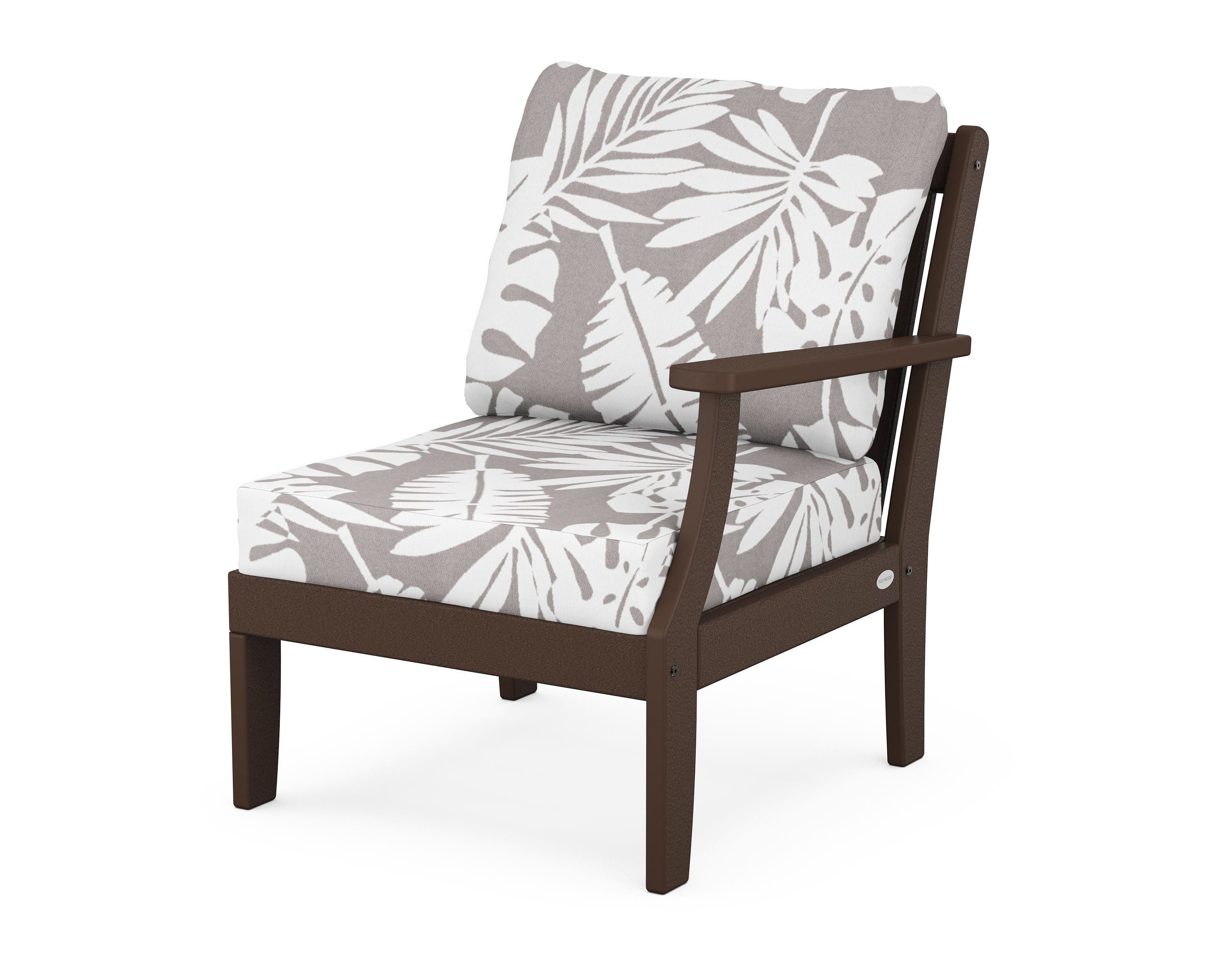POLYWOOD® Braxton Modular Right Arm Chair in Mahogany / Leaf Grey Mist