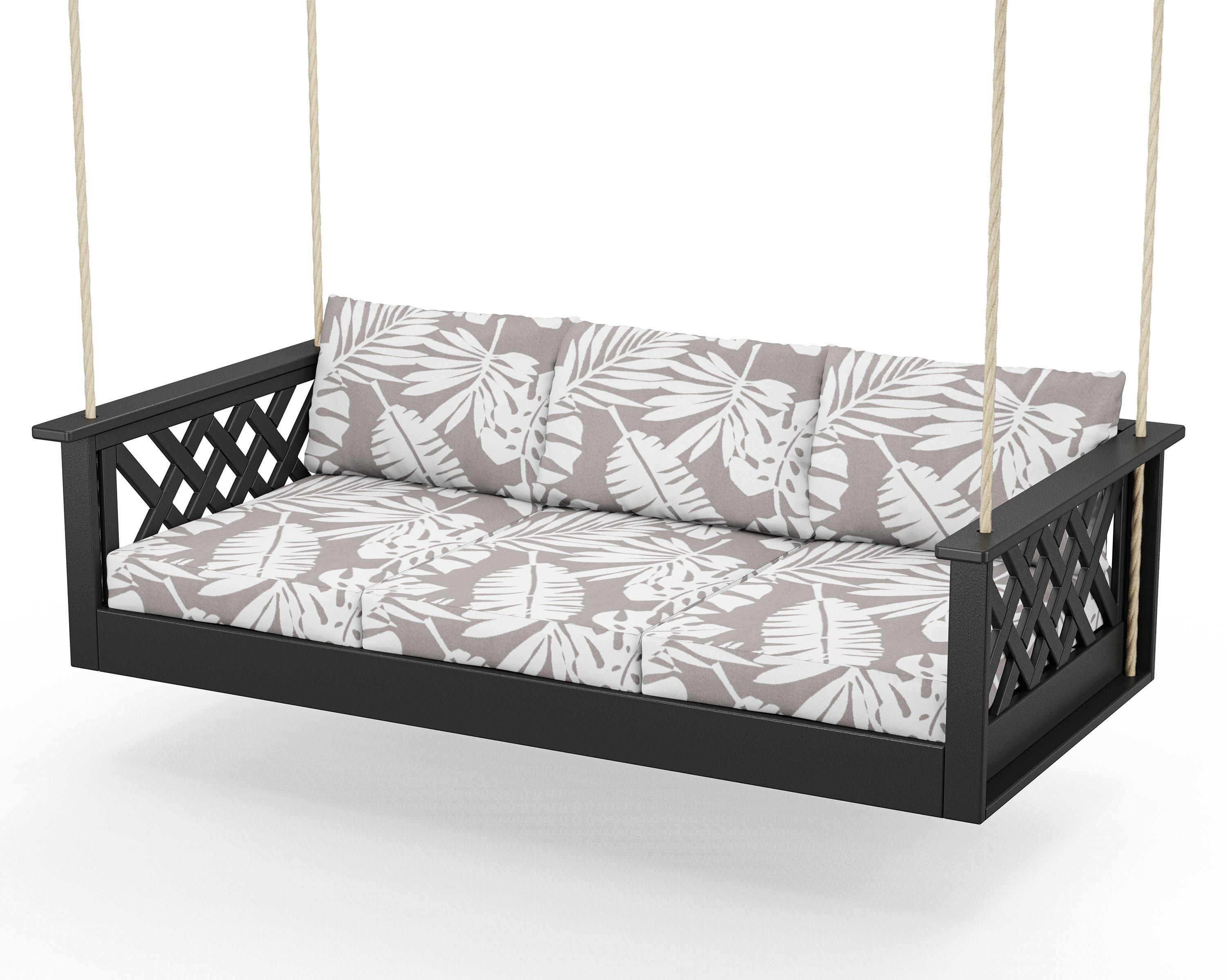 Country Living Wovendale Daybed Swing in Black / Leaf Grey Mist