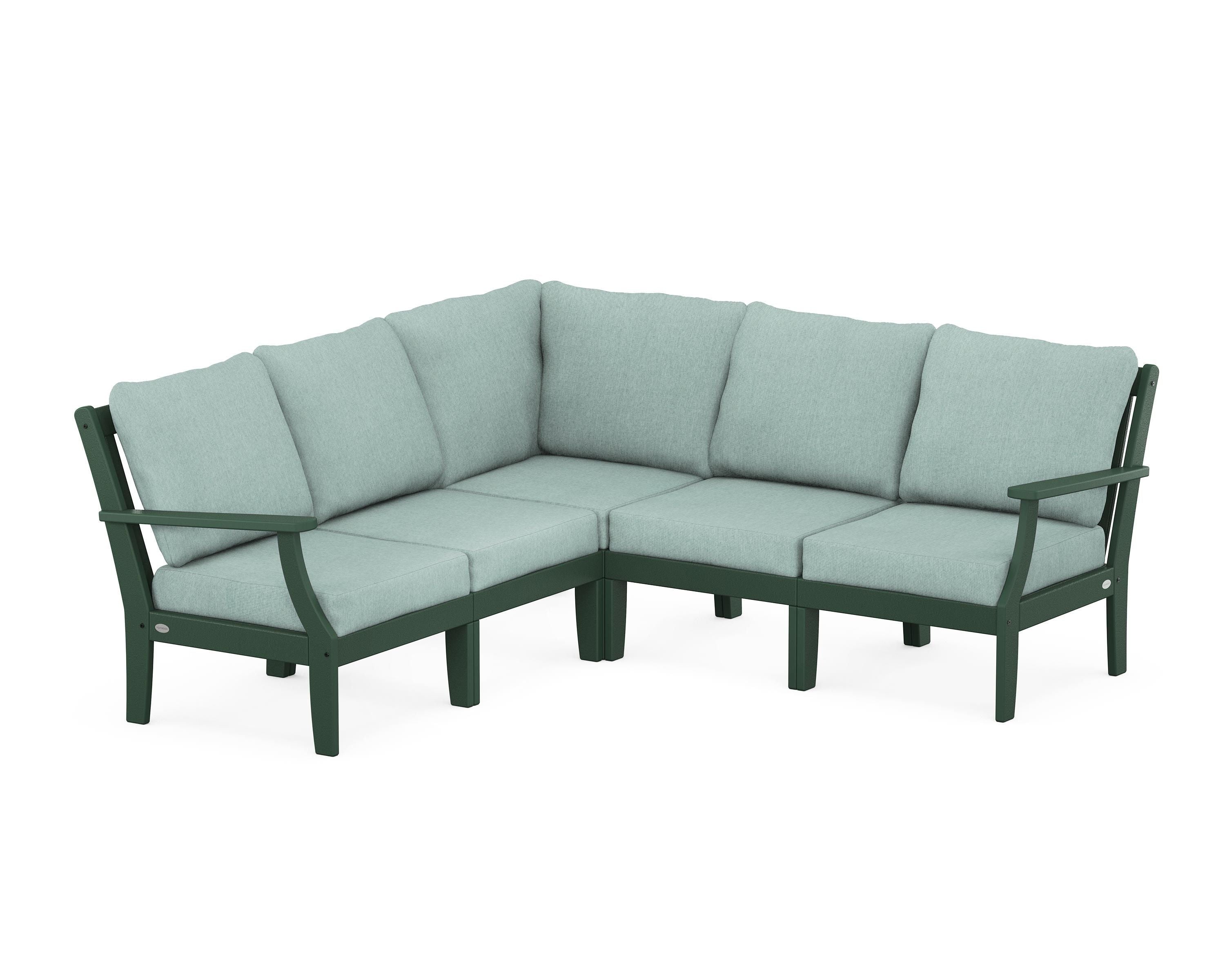 POLYWOOD® Braxton Modular 5-Piece Deep Seating Set in Green / Glacier Spa