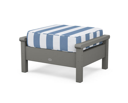 POLYWOOD® Harbour Deep Seating Ottoman in Slate Grey / Cabana Stripe Sky Blue