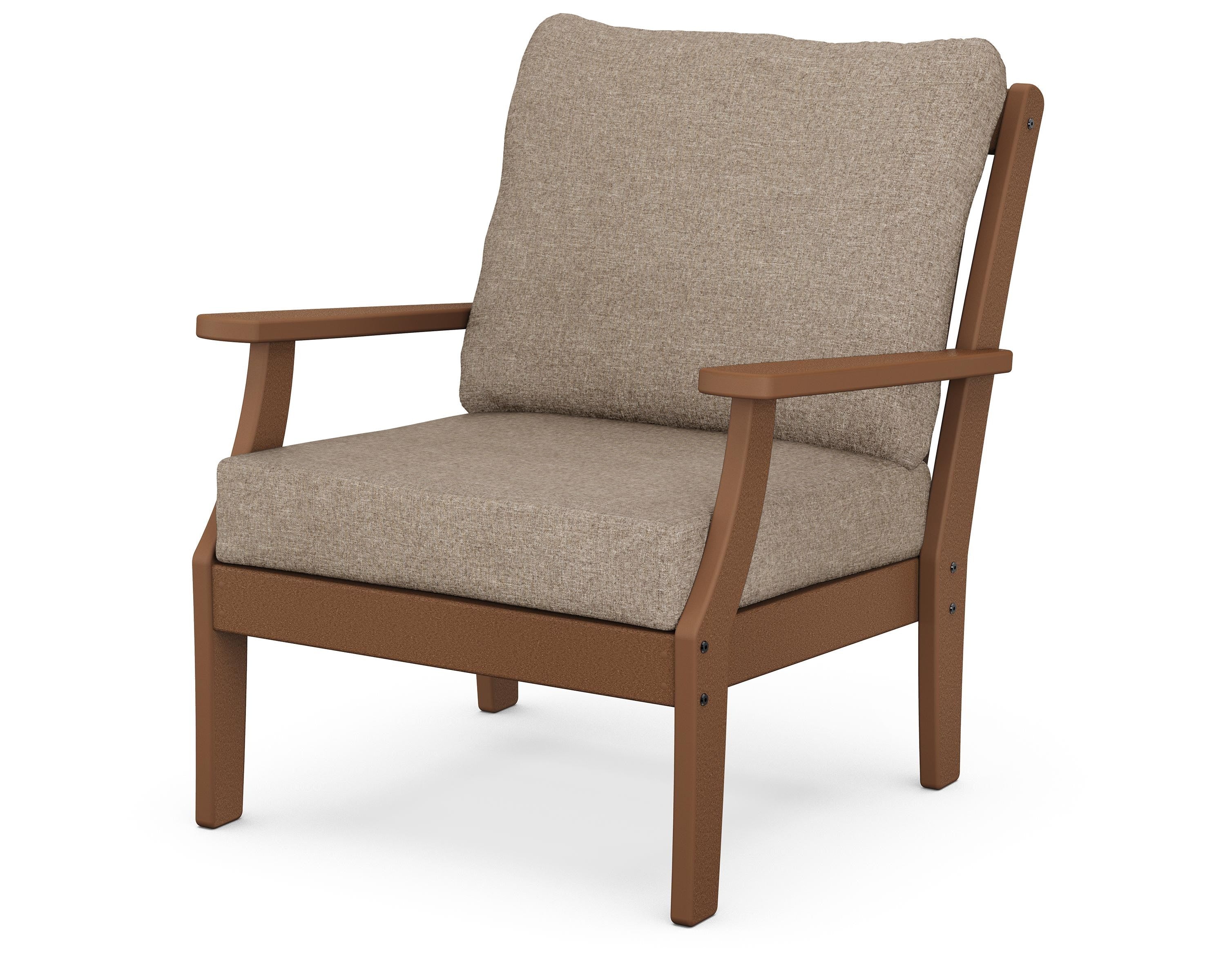POLYWOOD® Braxton Deep Seating Chair in Teak / Spiced Burlap