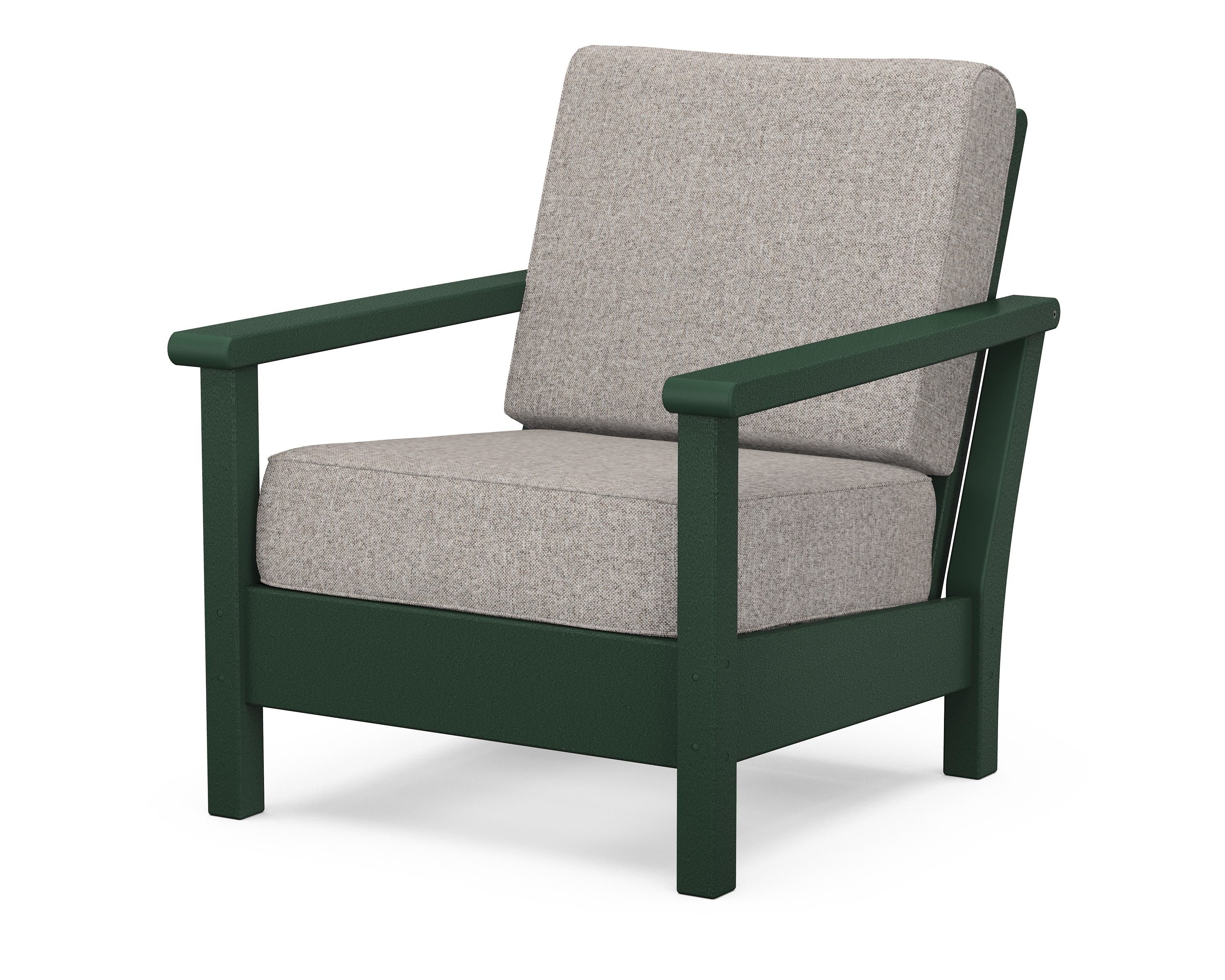 POLYWOOD® Harbour Deep Seating Chair in Green / Weathered Tweed