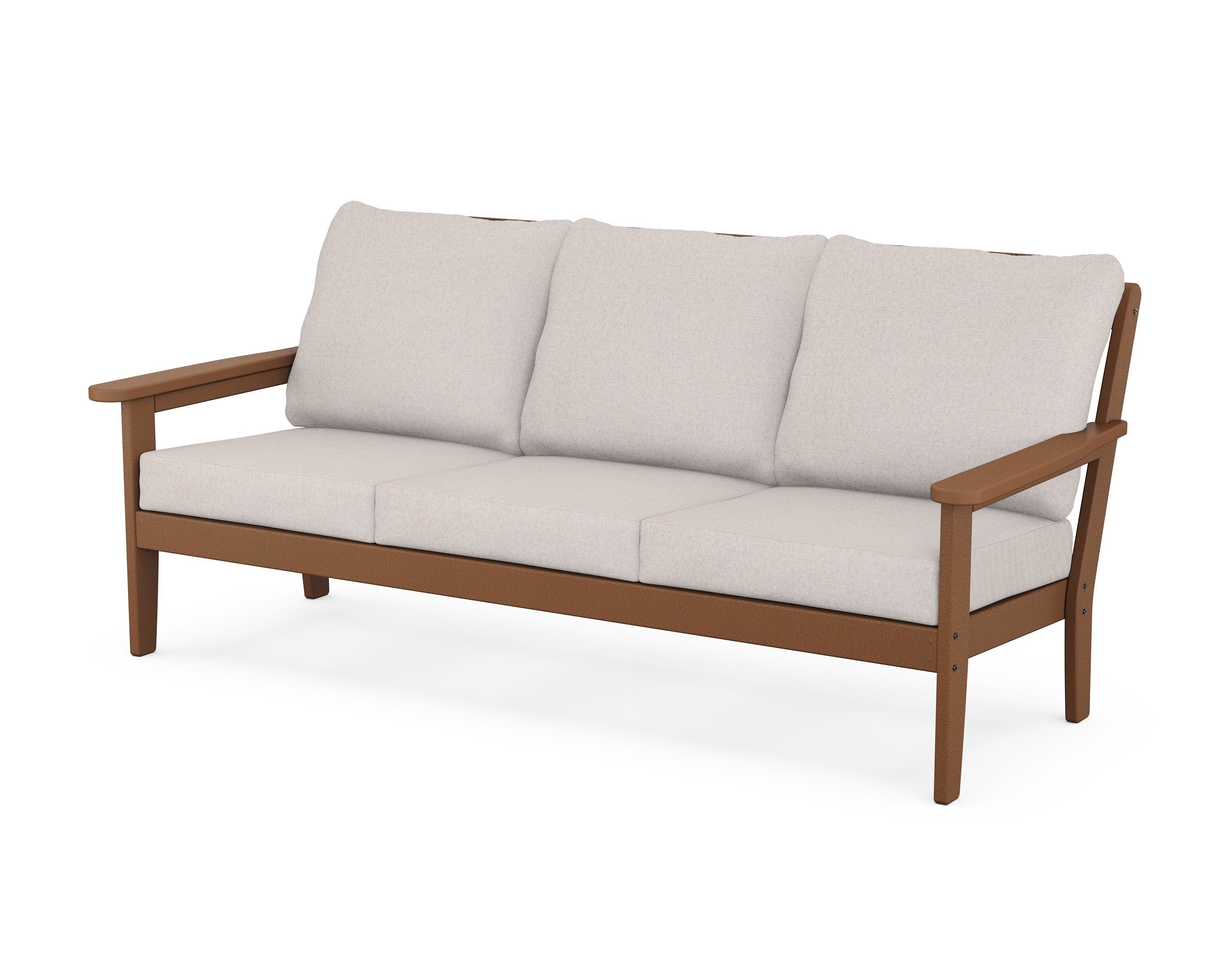 Country Living Cottage Deep Seating Sofa in Teak / Dune Burlap