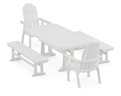 POLYWOOD® Vineyard Adirondack 5-Piece Dining Set with Trestle Legs in White