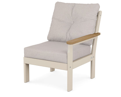 POLYWOOD® Vineyard Modular Right Arm Chair in Sand / Natural / Dune Burlap