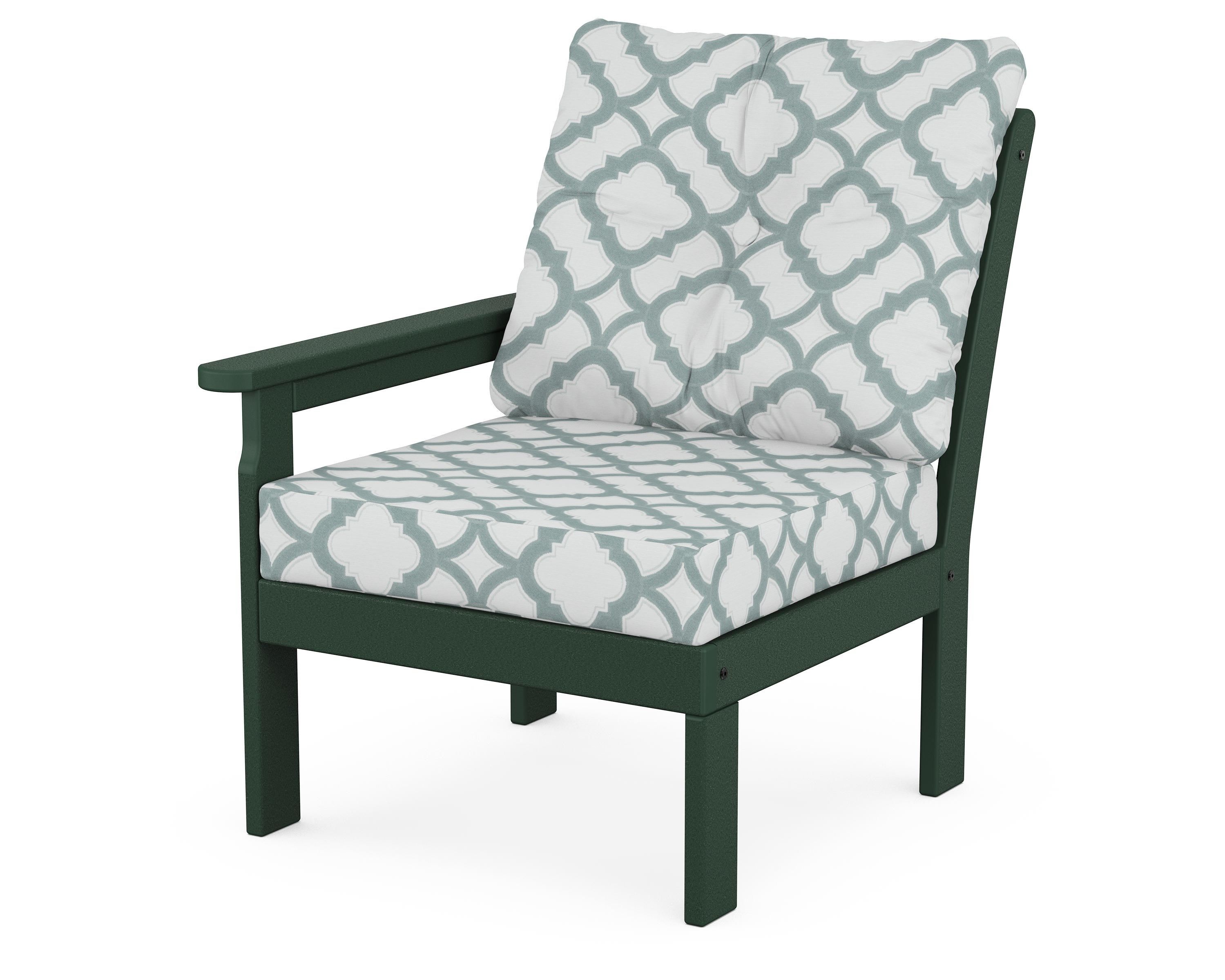 POLYWOOD® Vineyard Modular Left Arm Chair in Green / Trellis Glacier Spa