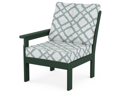 POLYWOOD® Vineyard Modular Left Arm Chair in Green / Trellis Glacier Spa