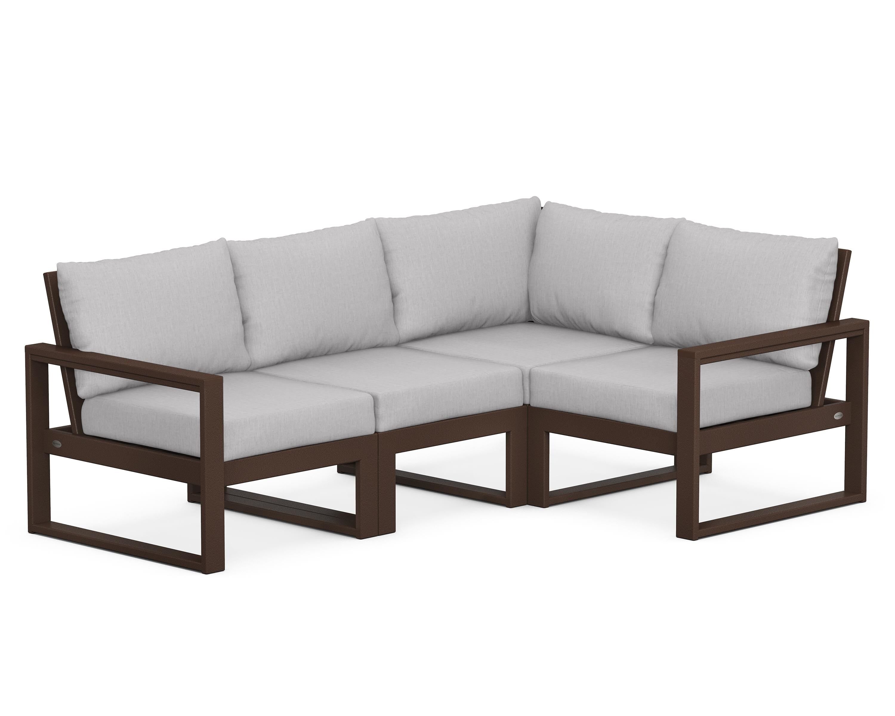 POLYWOOD® EDGE 4-Piece Modular Deep Seating Set in Mahogany / Granite