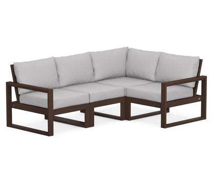 POLYWOOD® EDGE 4-Piece Modular Deep Seating Set in Mahogany / Granite