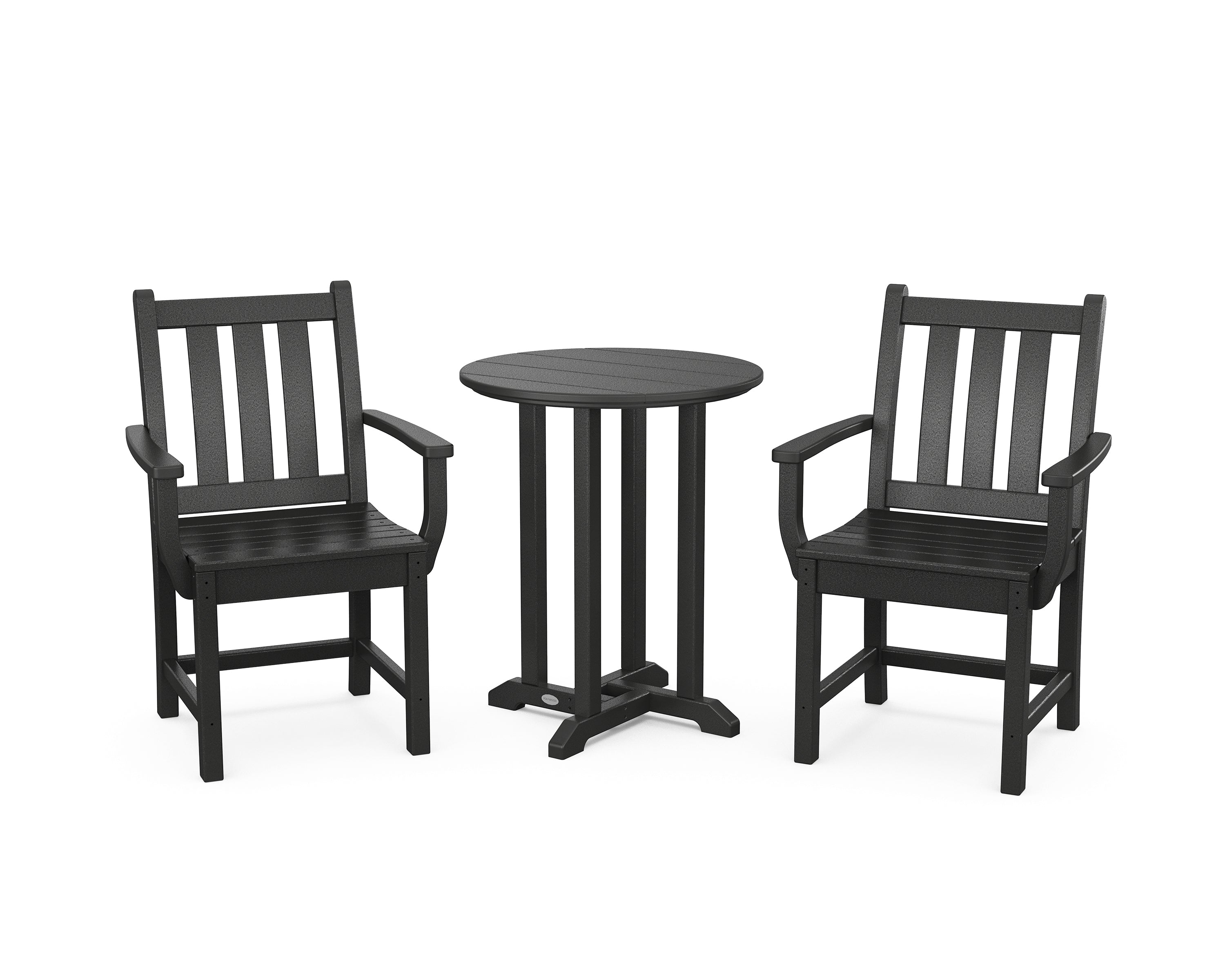 POLYWOOD® Traditional Garden 3-Piece Round Bistro Dining Set in Black