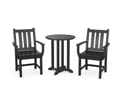 POLYWOOD® Traditional Garden 3-Piece Round Bistro Dining Set in Black