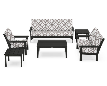 POLYWOOD® Vineyard 6-Piece Deep Seating Set in Black / Trellis Grey Mist