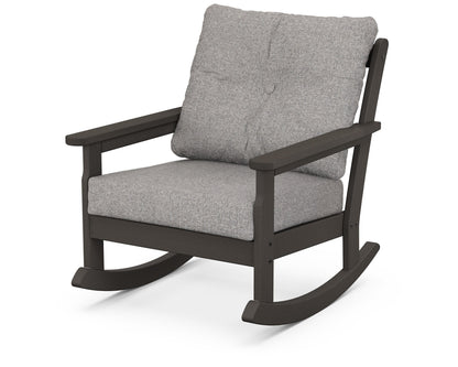 POLYWOOD® Vineyard Deep Seating Rocking Chair in Vintage Coffee / Grey Mist