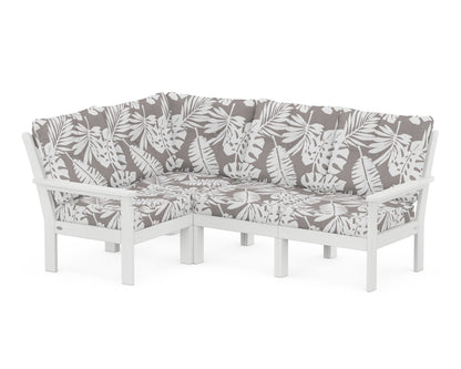 POLYWOOD® Vineyard 4-Piece Sectional in White / Leaf Grey Mist