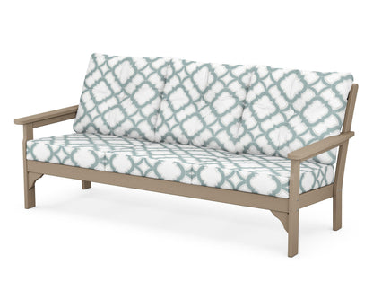 POLYWOOD® Vineyard Deep Seating Sofa in Vintage Sahara / Trellis Glacier Spa