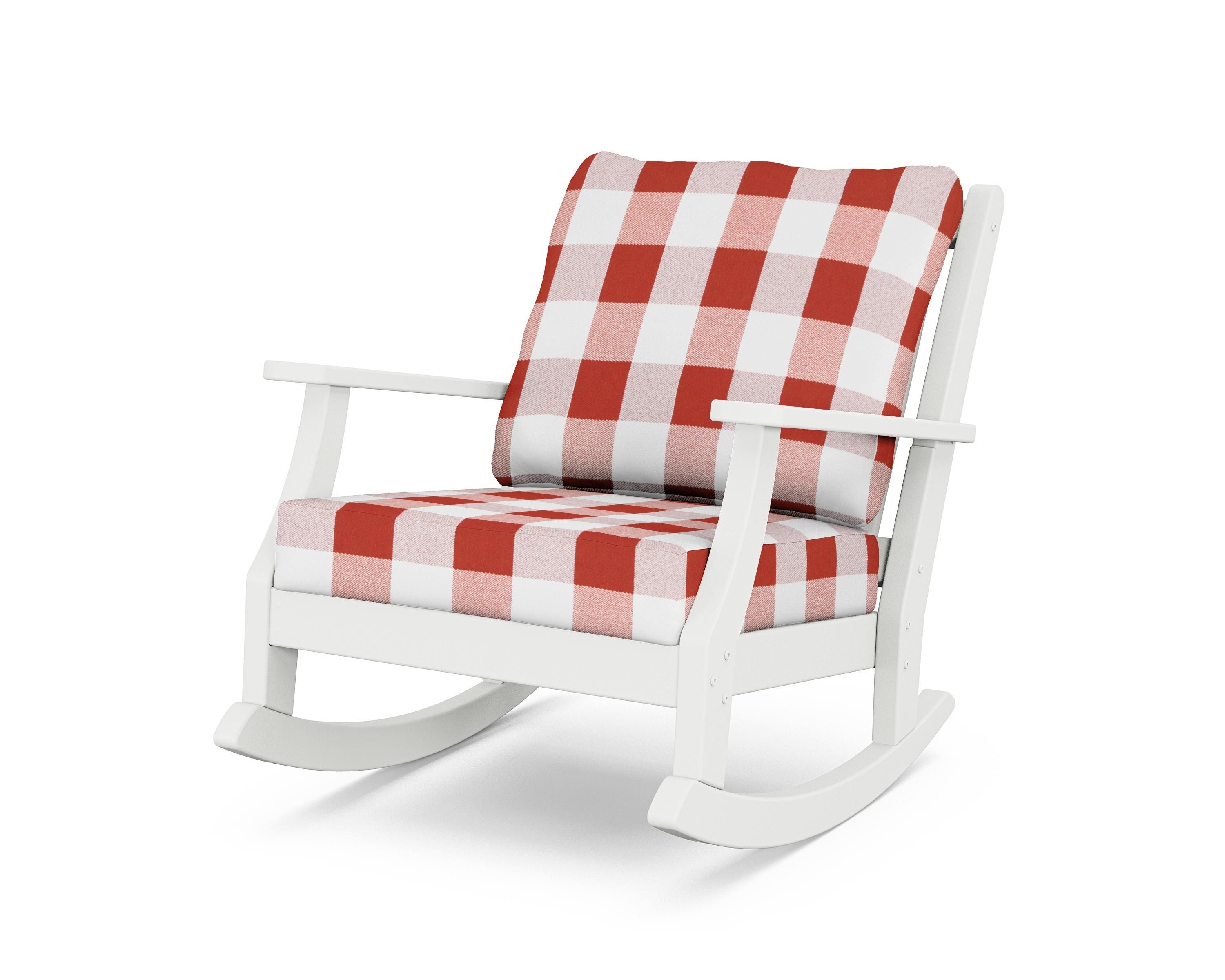 Country Living Wovendale Deep Seating Rocking Chair in White / Buffalo Plaid Crimson