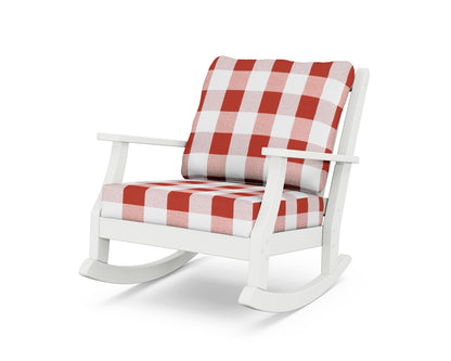 Country Living Wovendale Deep Seating Rocking Chair in White / Buffalo Plaid Crimson
