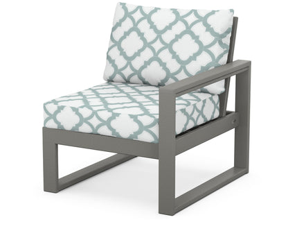 POLYWOOD® EDGE Modular Right Arm Chair in Slate Grey / Trellis Glacier Spa