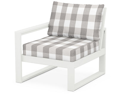 POLYWOOD® EDGE Modular Left Arm Chair in Vintage White / Buffalo Plaid Grey Mist