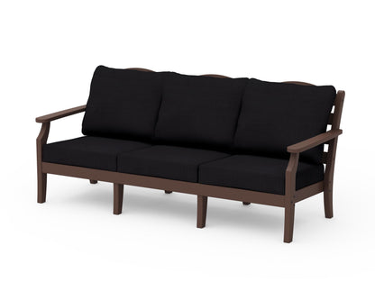 Draper James™ by  POLYWOOD® Savannah Deep Seating Sofa in Mahogany / Midnight Linen