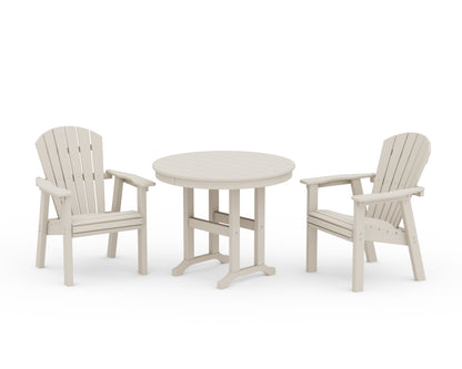 POLYWOOD® Seashell 3-Piece Round Farmhouse Dining Set in Sand