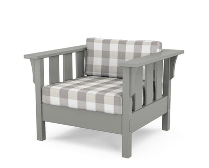 Martha Stewart by POLYWOOD® Acadia Deep Seating Chair in Slate Grey / Buffalo Plaid Grey Mist