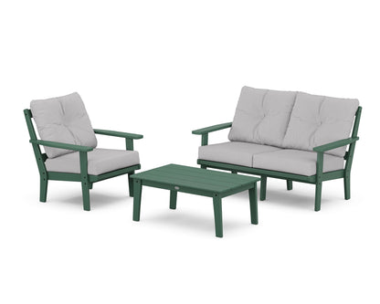 POLYWOOD® Prairie 3-Piece Deep Seating Set with Loveseat in Green / Granite